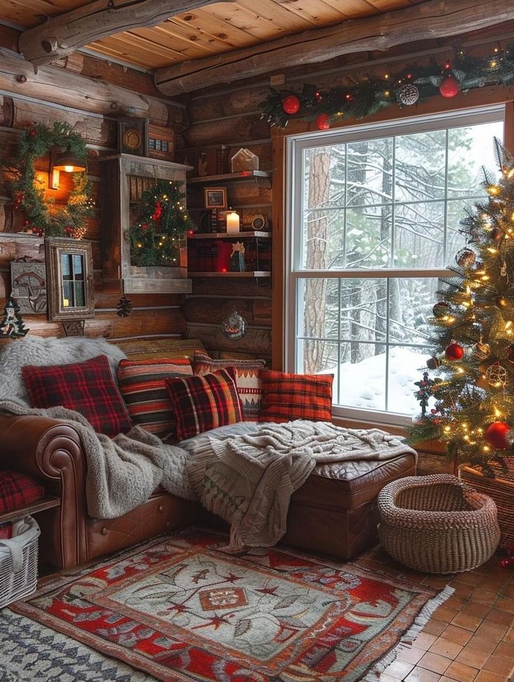 intérieur de maison décoré pour noël avec des bougies